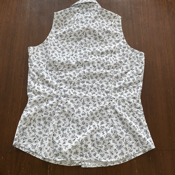 Tommy Hilfiger Women's Sleeveless Popover Top Size 10 White Black Floral Collar - Picture 6 of 6